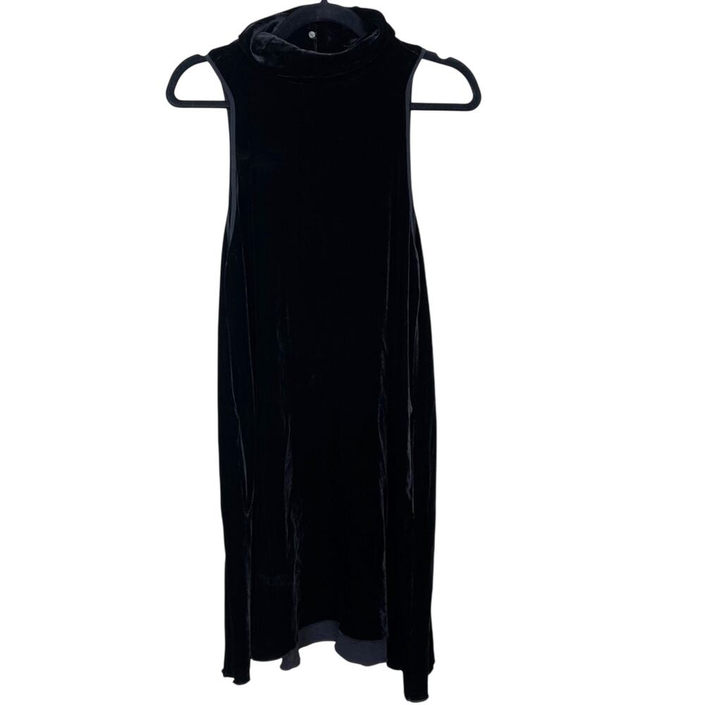 Aritzia Wilfred Small S Black Velvet Mock Neck Sleeveless Dress Cowl A Line